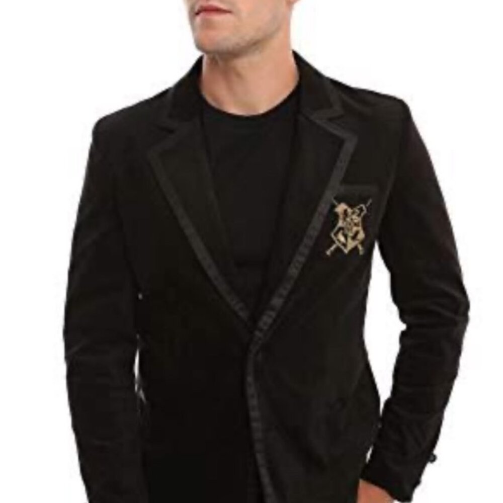 Harry Potter Hogwarts Dueling Club Mens Black Velvet Blazer With Satin Trim XL N